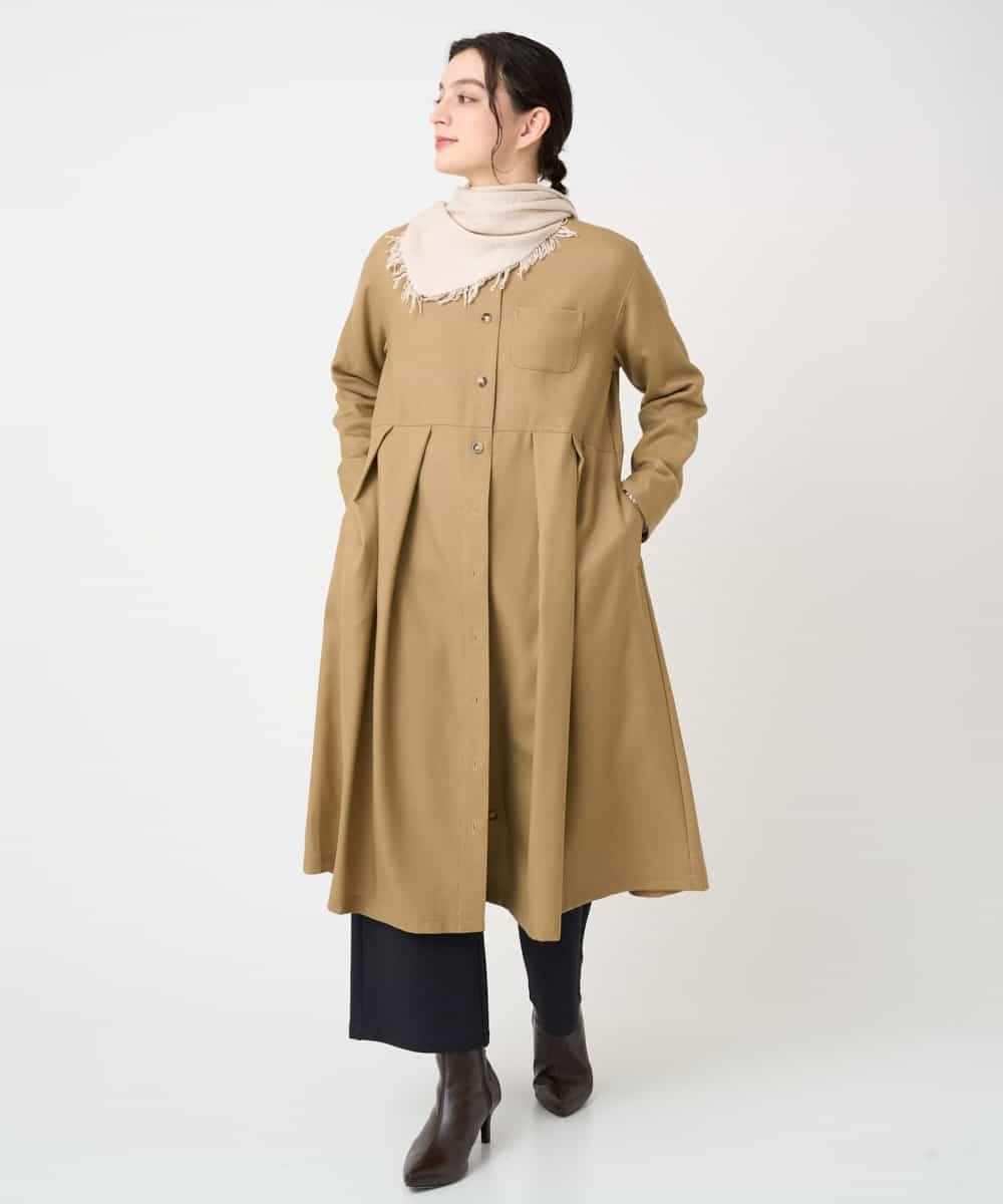 NHECF83390 GIANNI LO GIUDICE(小さいサイズ)(メゾン ドゥ サンク) ウール混デニム前開きワンピース ベージュ