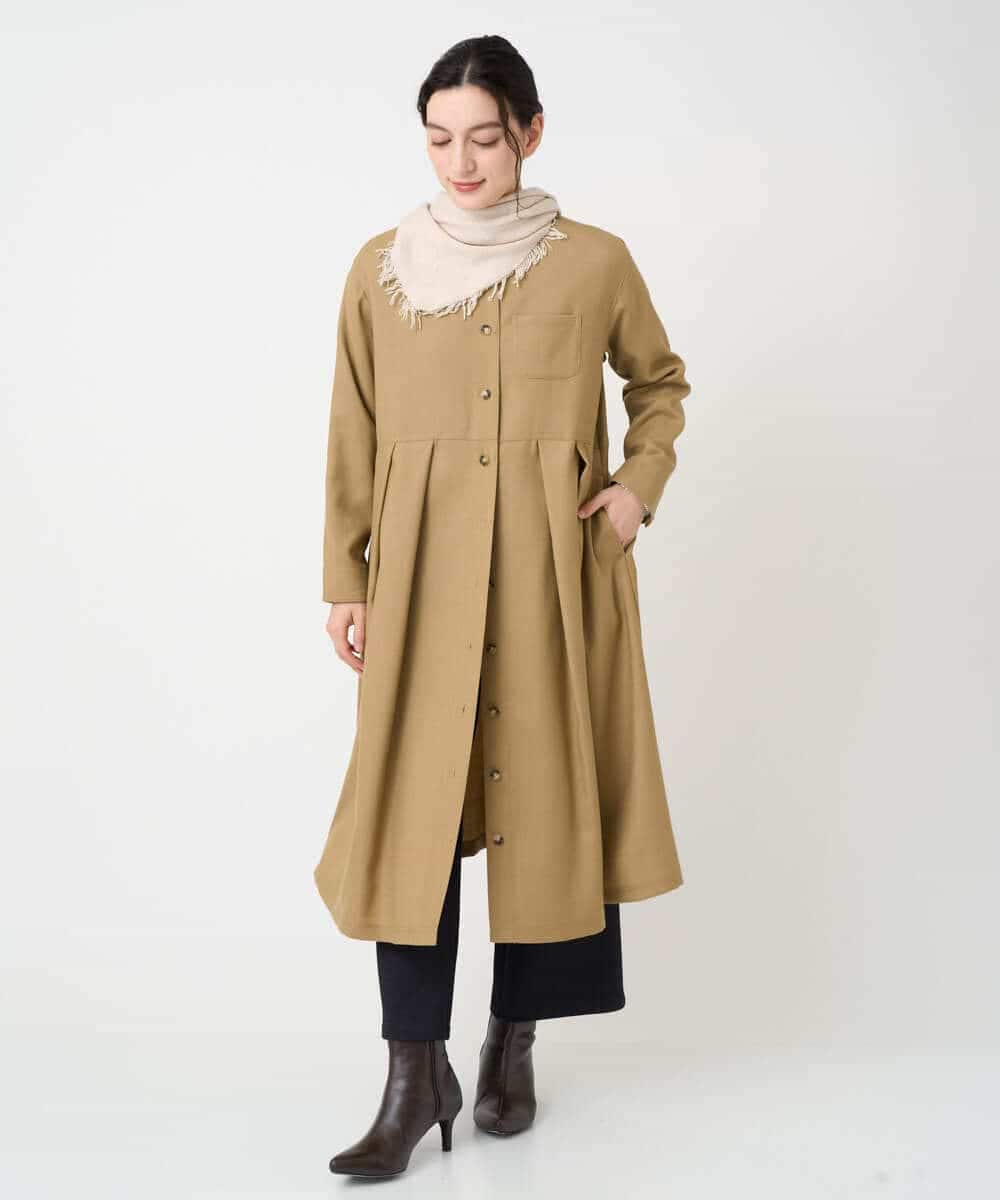 NHECF83390 GIANNI LO GIUDICE(小さいサイズ)(メゾン ドゥ サンク) ウール混デニム前開きワンピース ベージュ