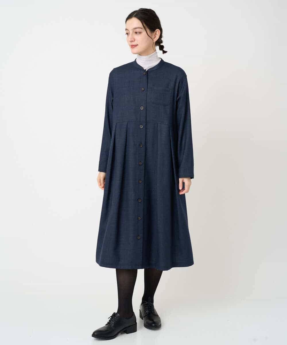 NHECF83390 GIANNI LO GIUDICE(小さいサイズ)(メゾン ドゥ サンク) ウール混デニム前開きワンピース ベージュ