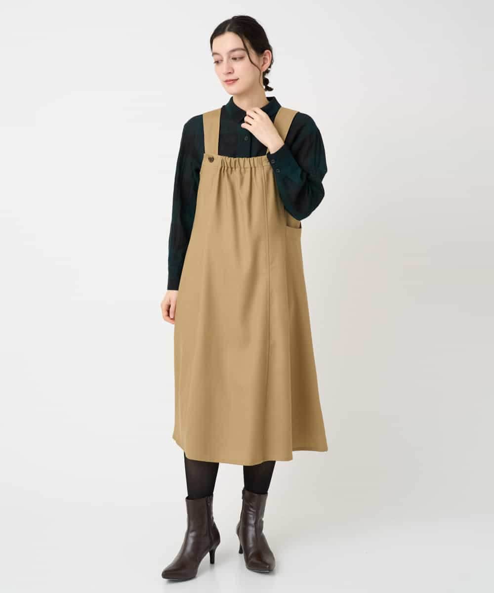 NHECF84360 GIANNI LO GIUDICE(小さいサイズ)(メゾン ドゥ サンク) ウール混デニム前後2WAYジャンパースカート ベージュ