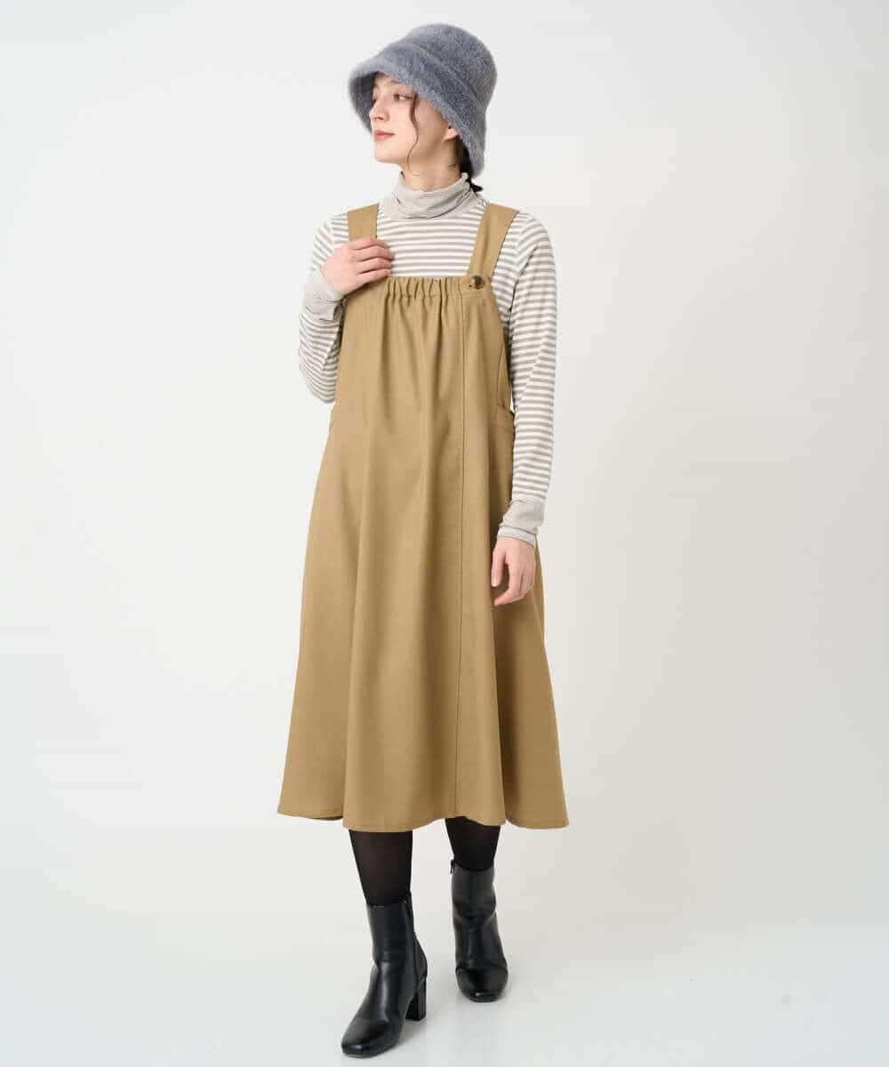 NHECF84360 GIANNI LO GIUDICE(小さいサイズ)(メゾン ドゥ サンク) ウール混デニム前後2WAYジャンパースカート ベージュ