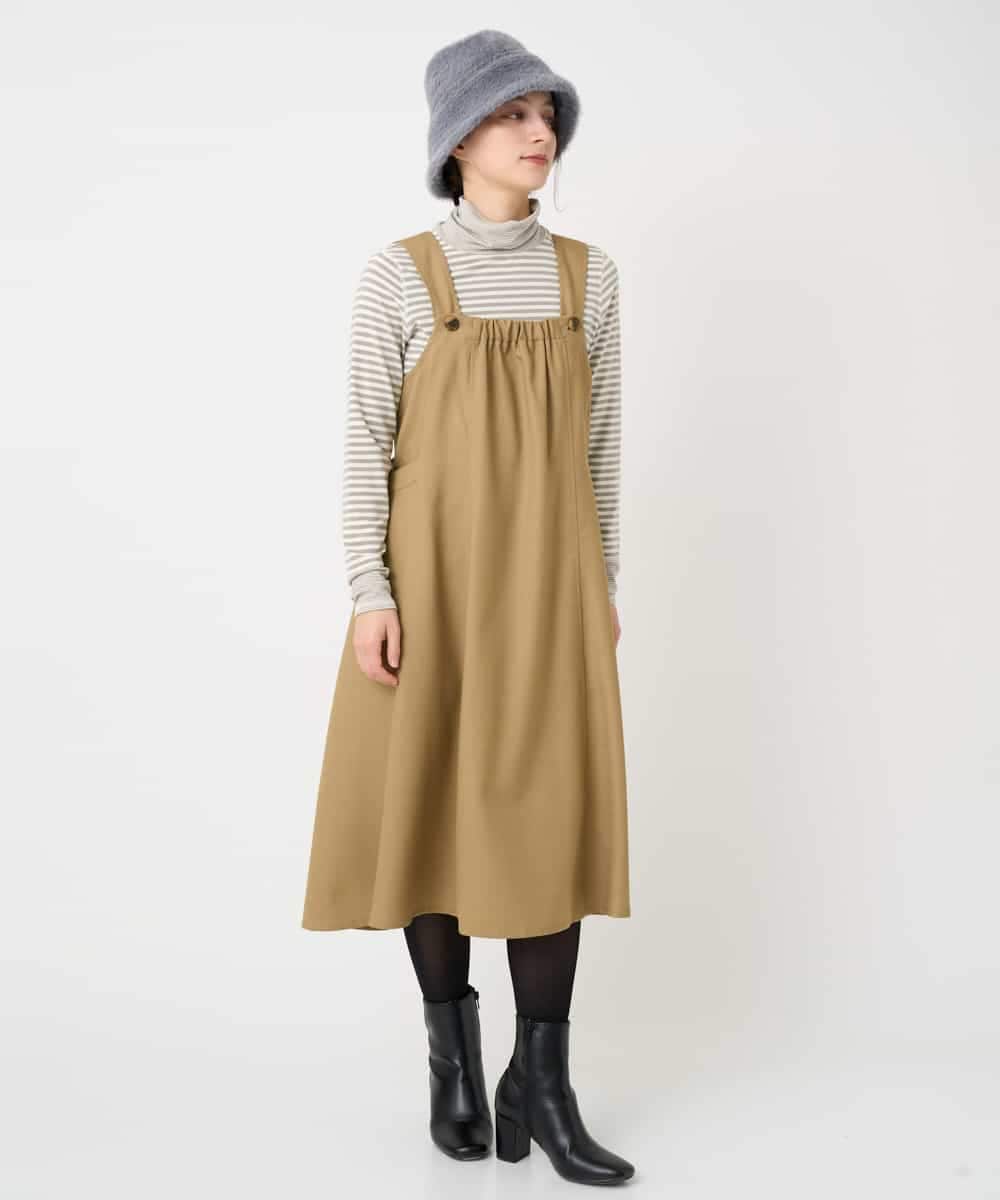 NHECF84360 GIANNI LO GIUDICE(小さいサイズ)(メゾン ドゥ サンク) ウール混デニム前後2WAYジャンパースカート ベージュ