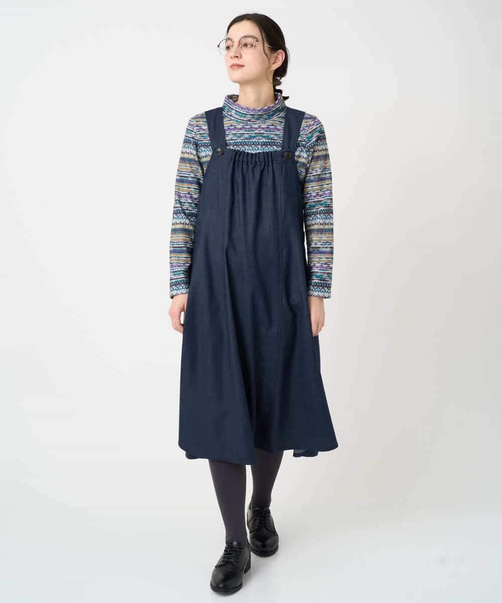 NHECF84360 GIANNI LO GIUDICE(小さいサイズ)(メゾン ドゥ サンク) ウール混デニム前後2WAYジャンパースカート ベージュ