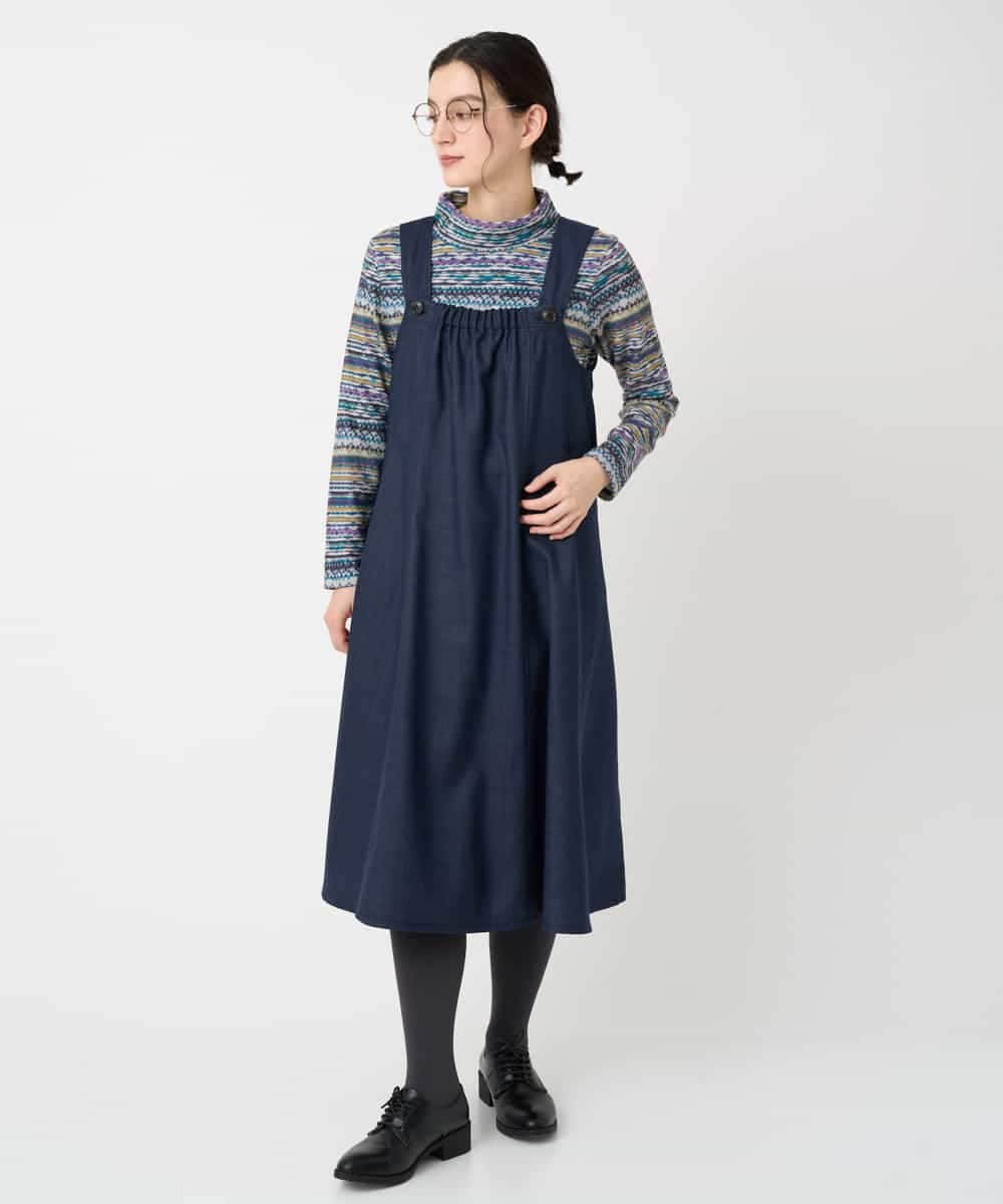 NHECF84360 GIANNI LO GIUDICE(小さいサイズ)(メゾン ドゥ サンク) ウール混デニム前後2WAYジャンパースカート ベージュ