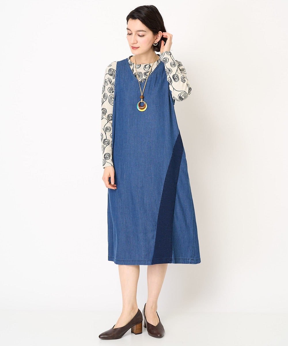 NHEEA32290 GIANNI LO GIUDICE(小さいサイズ)(メゾン ドゥ サンク) フリクションデニムジャンパースカート ネイビー