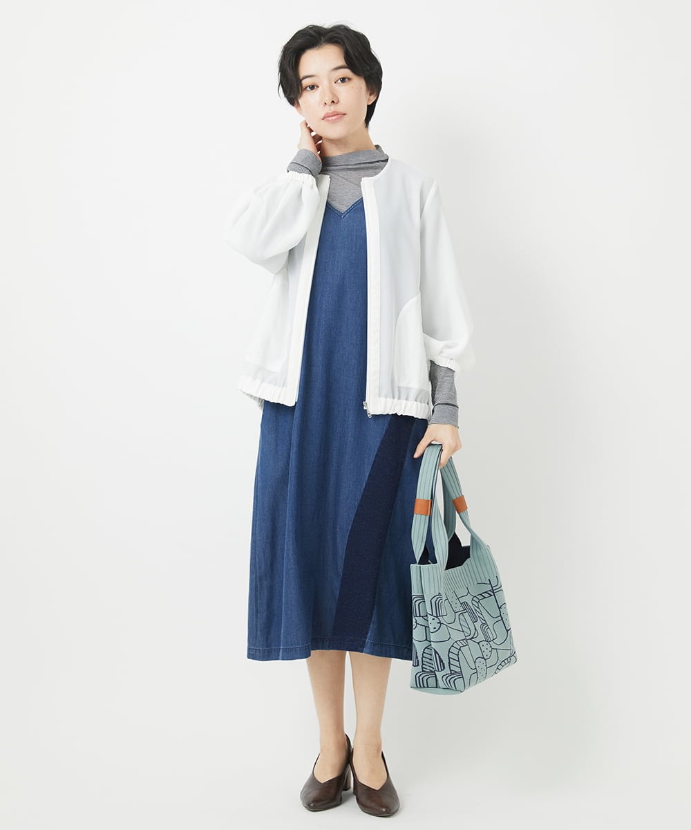 NHEEA32290 GIANNI LO GIUDICE(小さいサイズ)(メゾン ドゥ サンク) フリクションデニムジャンパースカート ネイビー