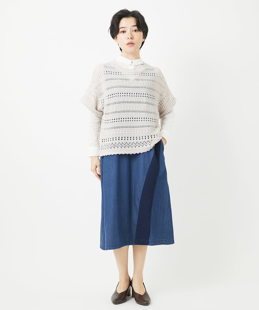 NHEEA32290 GIANNI LO GIUDICE(小さいサイズ)(メゾン ドゥ サンク) フリクションデニムジャンパースカート ネイビー