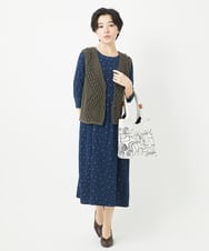 NHEEC80390 GIANNI LO GIUDICE(小さいサイズ)(メゾン ドゥ サンク) 二重織ガーゼデニムドットワンピース ネイビー