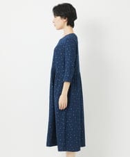 NHEEC80390 GIANNI LO GIUDICE(小さいサイズ)(メゾン ドゥ サンク) 二重織ガーゼデニムドットワンピース ネイビー