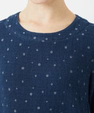 NHEEC80390 GIANNI LO GIUDICE(小さいサイズ)(メゾン ドゥ サンク) 二重織ガーゼデニムドットワンピース ネイビー