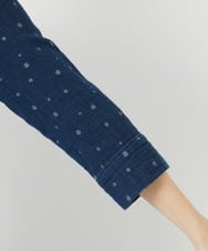 NHEEC80390 GIANNI LO GIUDICE(小さいサイズ)(メゾン ドゥ サンク) 二重織ガーゼデニムドットワンピース ネイビー