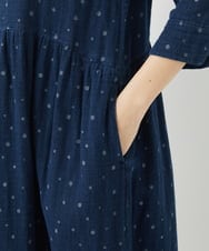 NHEEC80390 GIANNI LO GIUDICE(小さいサイズ)(メゾン ドゥ サンク) 二重織ガーゼデニムドットワンピース ネイビー