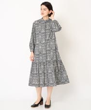 NHEEC81390 GIANNI LO GIUDICE(小さいサイズ)(メゾン ドゥ サンク) LIBERTYプリントシャツワンピース（LODDEN WOOD） ブラック系
