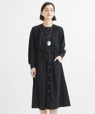 NHEEX83290 GIANNI LO GIUDICE(小さいサイズ)(メゾン ドゥ サンク) ソローナハイゲージギャザーシャツワンピース ブラック