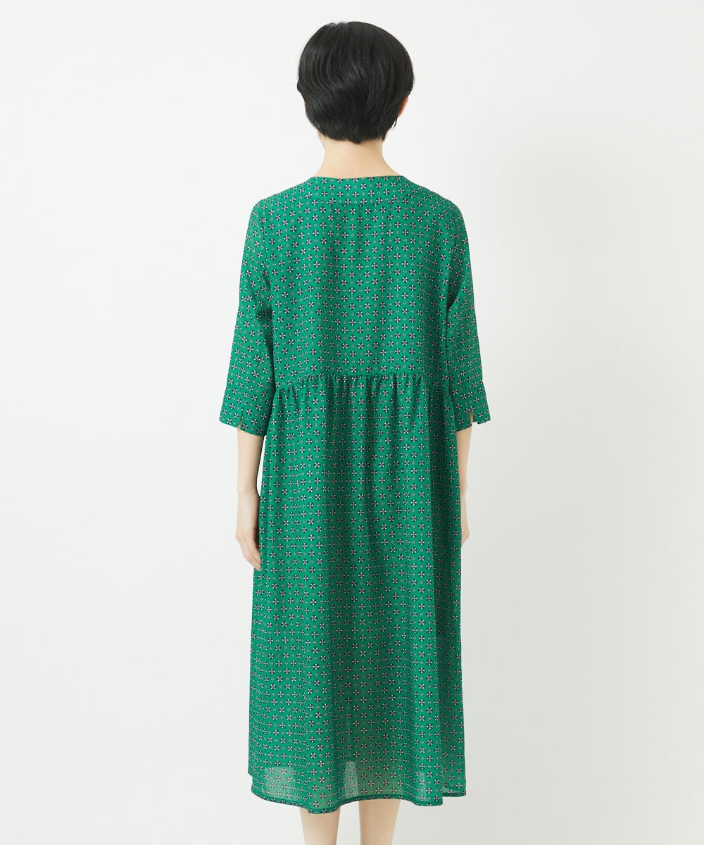 NHEGA22490 GIANNI LO GIUDICE(小さいサイズ)(メゾン ドゥ サンク) 小付き柄ワンピース グリーン系
