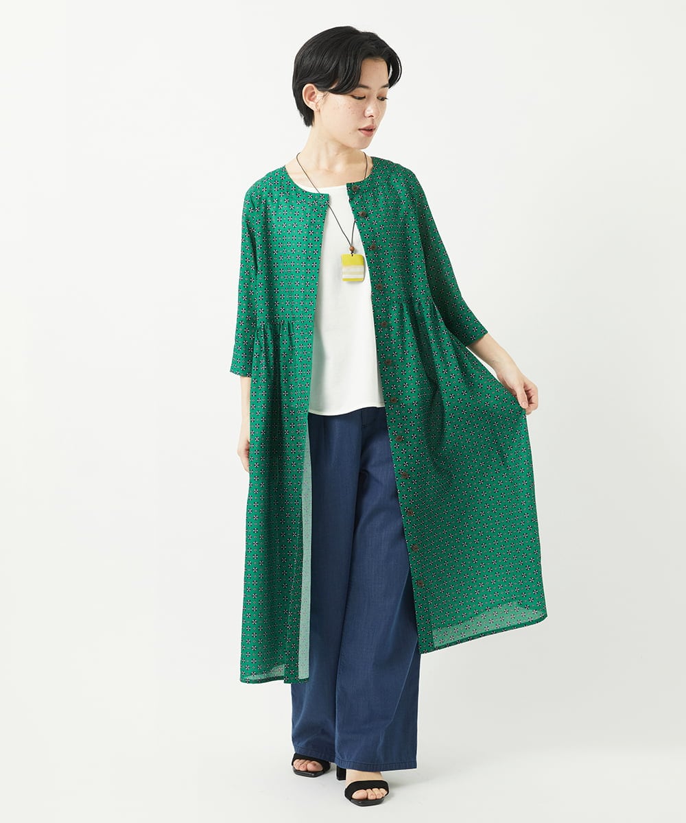 NHEGA22490 GIANNI LO GIUDICE(小さいサイズ)(メゾン ドゥ サンク) 小付き柄ワンピース グリーン系