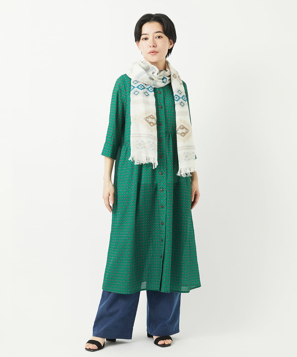 NHEGA22490 GIANNI LO GIUDICE(小さいサイズ)(メゾン ドゥ サンク) 小付き柄ワンピース グリーン系