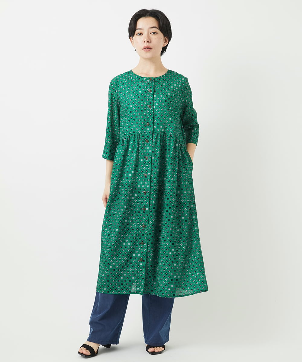 NHEGA22490 GIANNI LO GIUDICE(小さいサイズ)(メゾン ドゥ サンク) 小付き柄ワンピース グリーン系