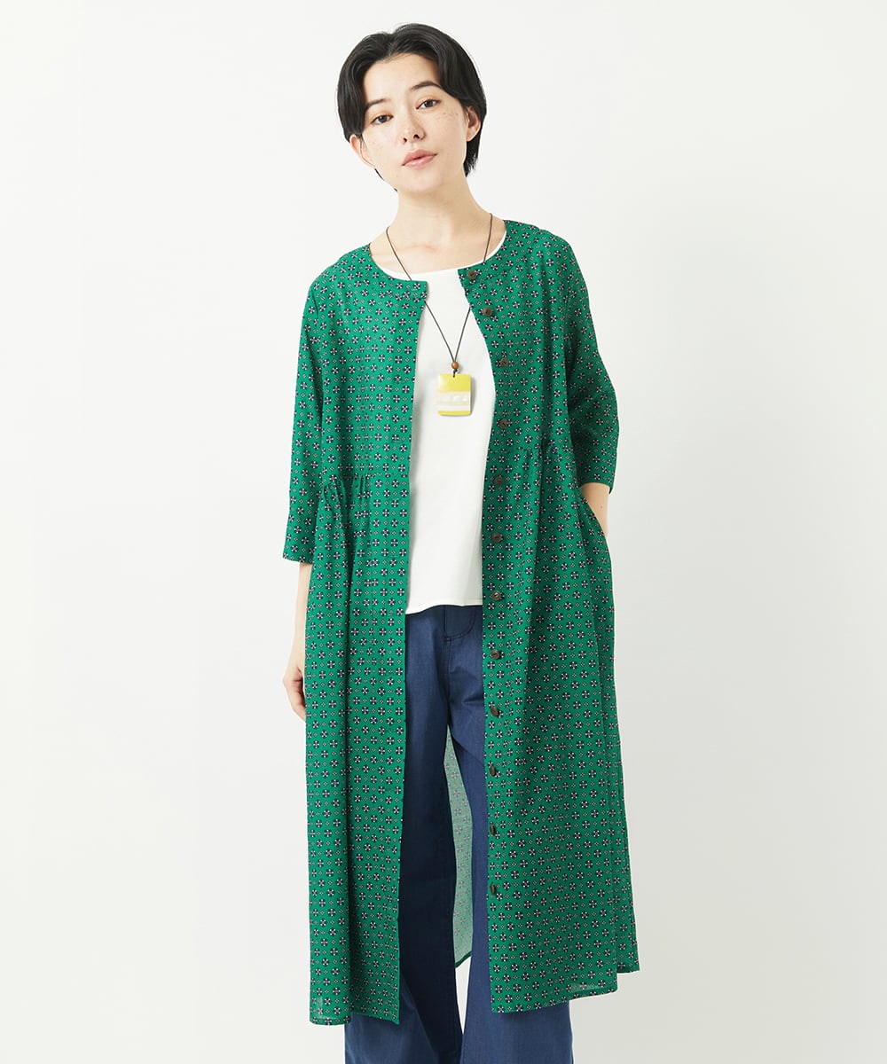 NHEGA22490 GIANNI LO GIUDICE(小さいサイズ)(メゾン ドゥ サンク) 小付き柄ワンピース グリーン系
