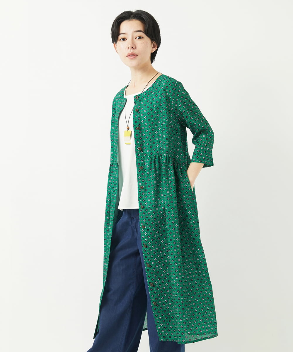 NHEGA22490 GIANNI LO GIUDICE(小さいサイズ)(メゾン ドゥ サンク) 小付き柄ワンピース グリーン系