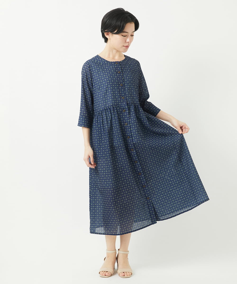 NHEGA22490 GIANNI LO GIUDICE(小さいサイズ)(メゾン ドゥ サンク) 小付き柄ワンピース グリーン系