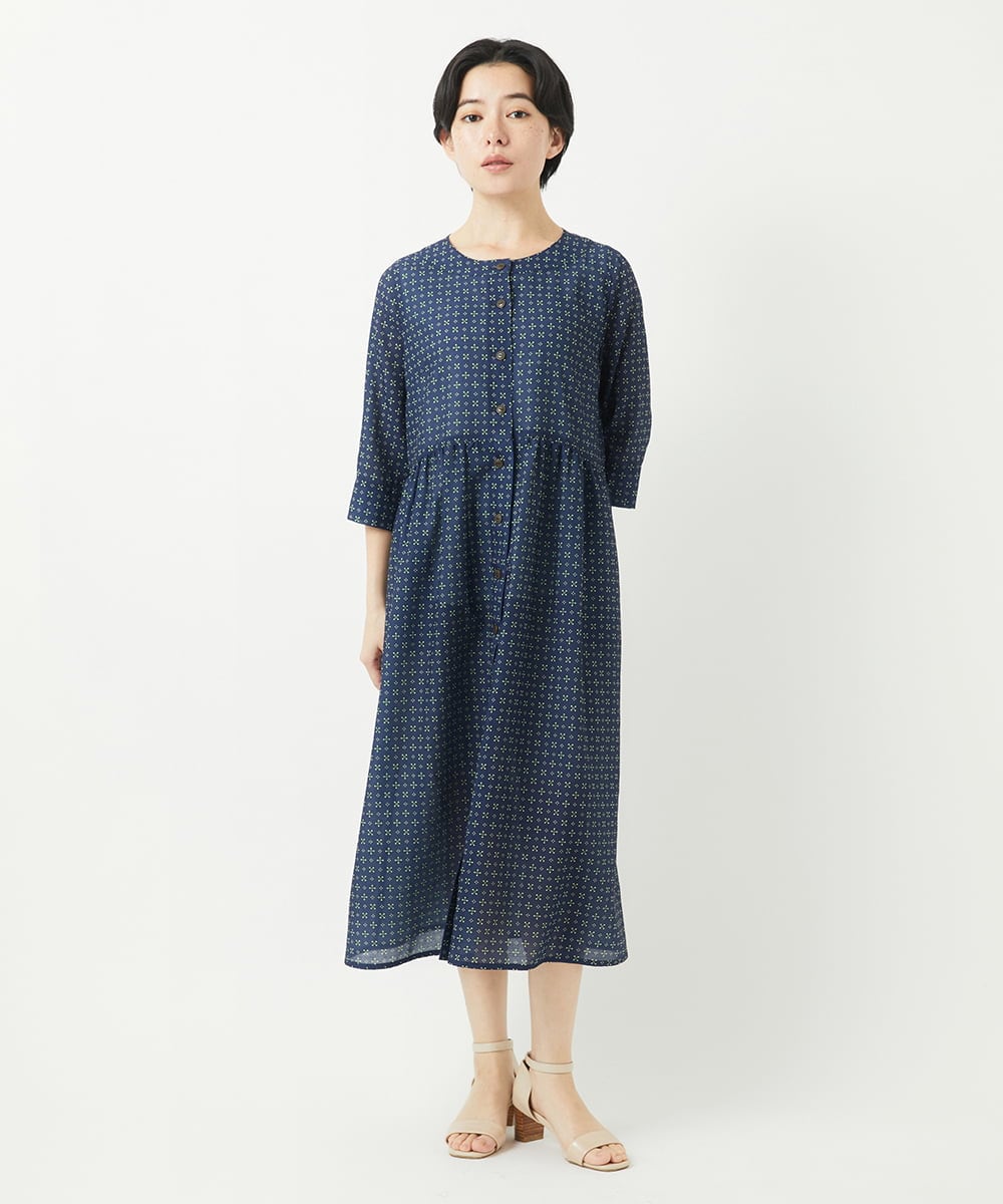 NHEGA22490 GIANNI LO GIUDICE(小さいサイズ)(メゾン ドゥ サンク) 小付き柄ワンピース グリーン系