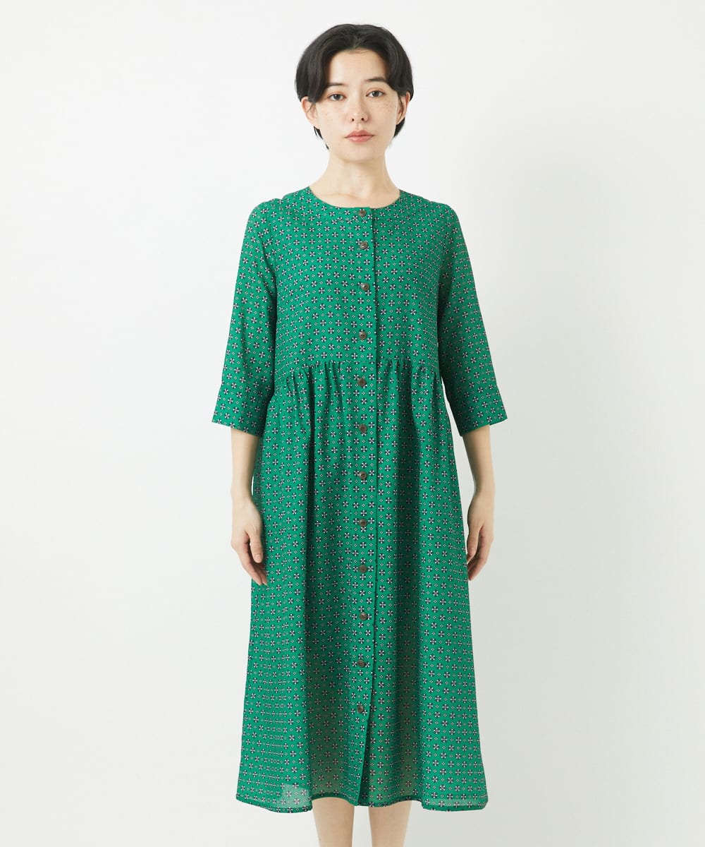 NHEGA22490 GIANNI LO GIUDICE(小さいサイズ)(メゾン ドゥ サンク) 小付き柄ワンピース グリーン系