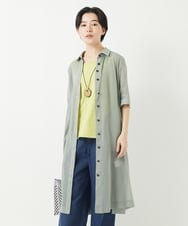NHEGC85330 GIANNI LO GIUDICE(小さいサイズ)(メゾン ドゥ サンク) コットンオーガンジーシャツワンピース カーキ