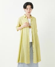 NHEGC85330 GIANNI LO GIUDICE(小さいサイズ)(メゾン ドゥ サンク) コットンオーガンジーシャツワンピース カーキ