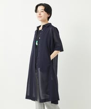 NHEGC85330 GIANNI LO GIUDICE(小さいサイズ)(メゾン ドゥ サンク) コットンオーガンジーシャツワンピース ネイビー