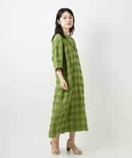 NHEGE53490 GIANNI LO GIUDICE(小さいサイズ)(メゾン ドゥ サンク) シャドーチェックワンピース グリーン