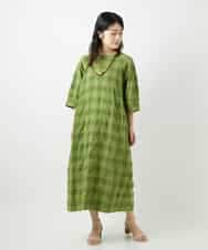 NHEGE53490 GIANNI LO GIUDICE(小さいサイズ)(メゾン ドゥ サンク) シャドーチェックワンピース グリーン