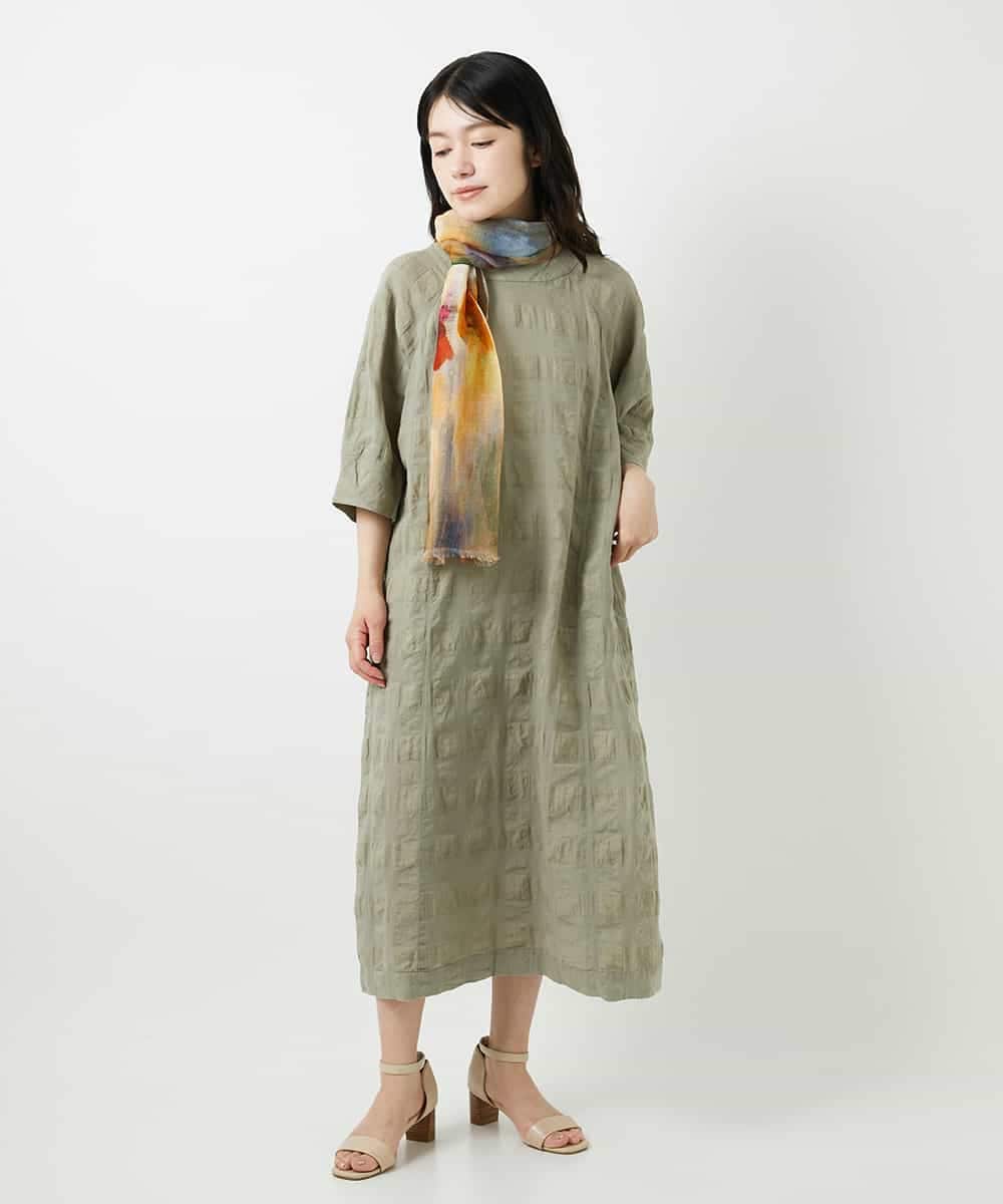 NHEGE53490 GIANNI LO GIUDICE(小さいサイズ)(メゾン ドゥ サンク) シャドーチェックワンピース グリーン