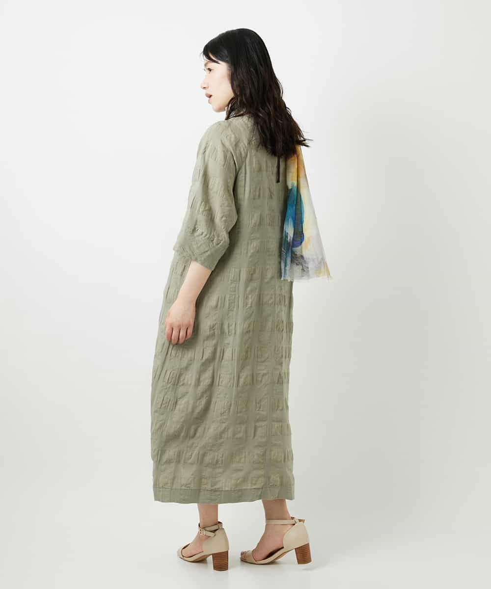 NHEGE53490 GIANNI LO GIUDICE(小さいサイズ)(メゾン ドゥ サンク) シャドーチェックワンピース グリーン