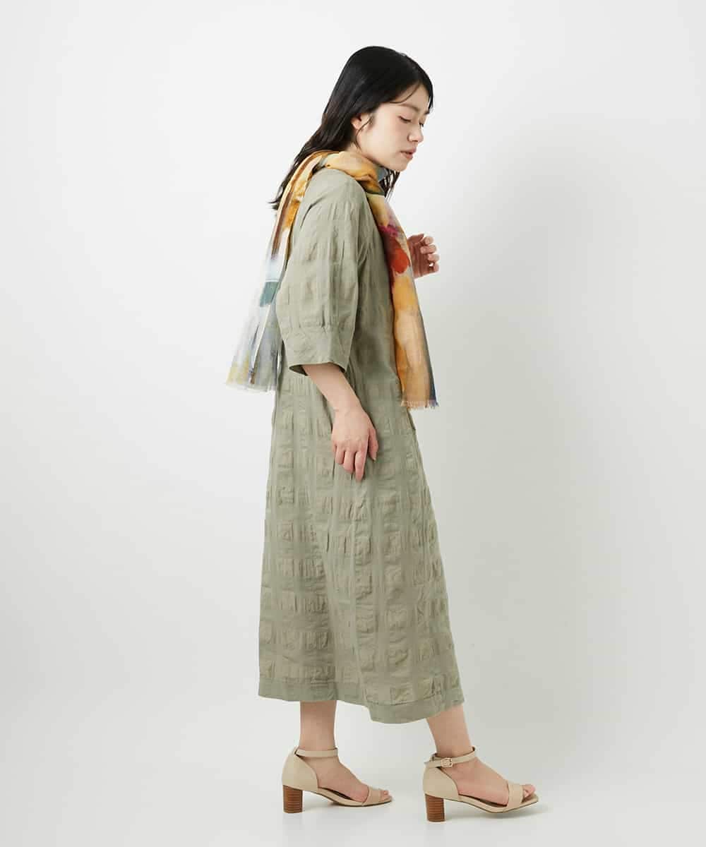 NHEGE53490 GIANNI LO GIUDICE(小さいサイズ)(メゾン ドゥ サンク) シャドーチェックワンピース グリーン