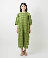 NHEGE53490 GIANNI LO GIUDICE(小さいサイズ)(メゾン ドゥ サンク) シャドーチェックワンピース グリーン