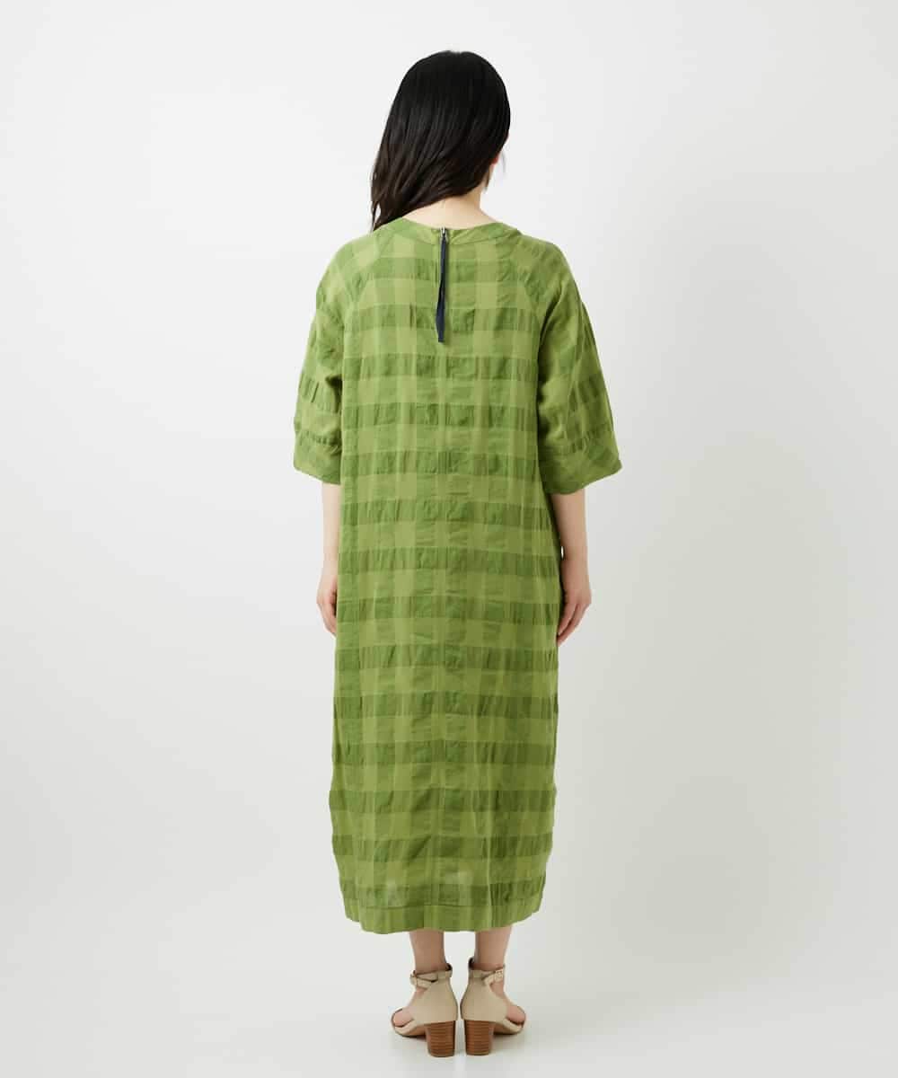 NHEGE53490 GIANNI LO GIUDICE(小さいサイズ)(メゾン ドゥ サンク) シャドーチェックワンピース グリーン