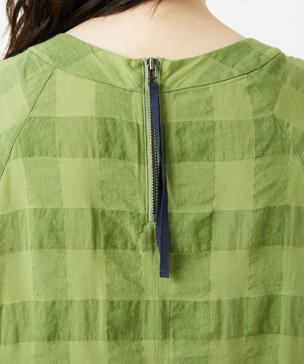 NHEGE53490 GIANNI LO GIUDICE(小さいサイズ)(メゾン ドゥ サンク) シャドーチェックワンピース グリーン