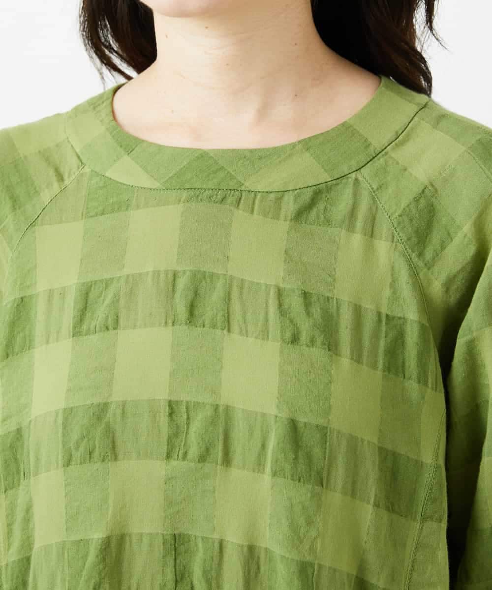 NHEGE53490 GIANNI LO GIUDICE(小さいサイズ)(メゾン ドゥ サンク) シャドーチェックワンピース グリーン