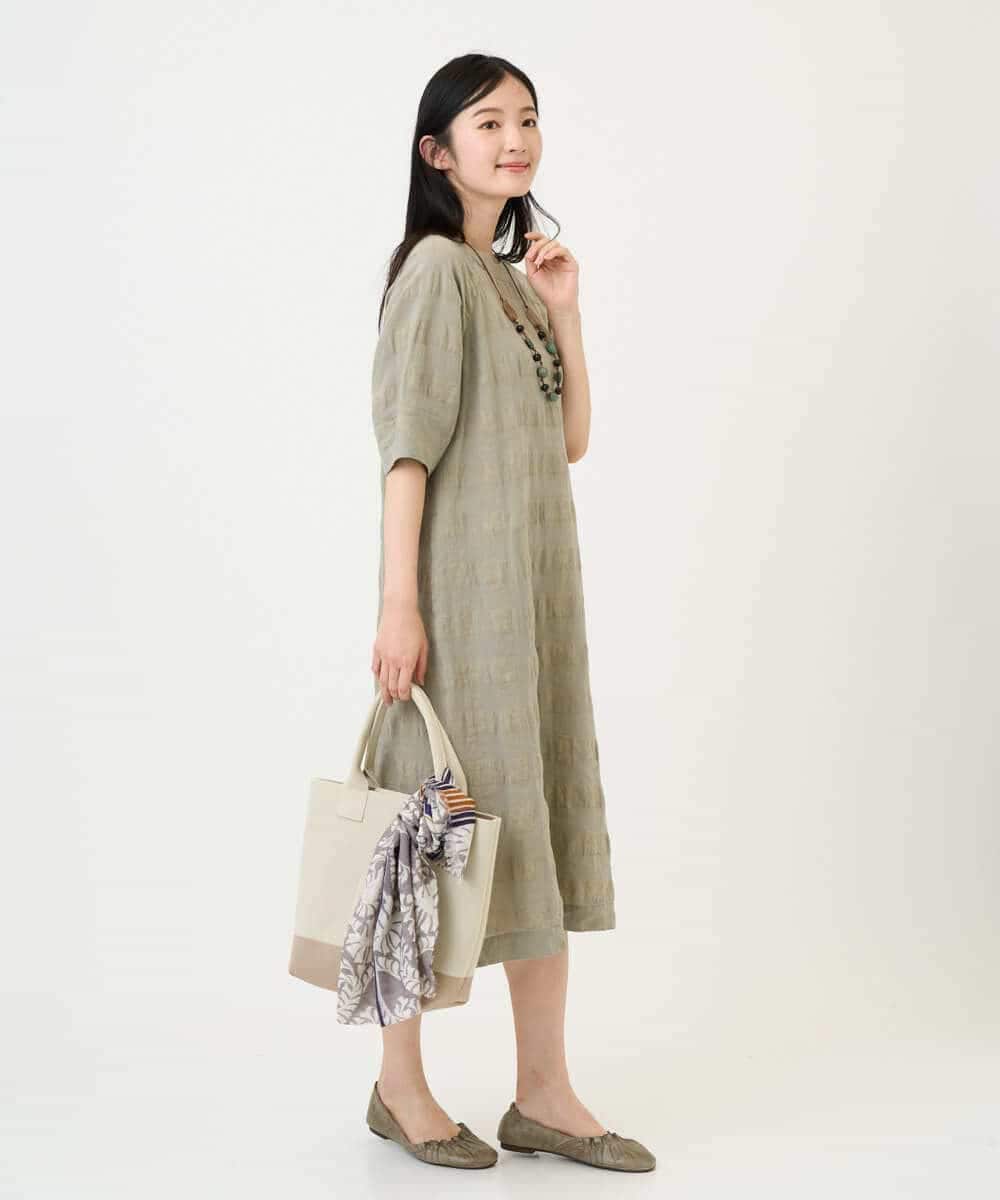 NHEGE53490 GIANNI LO GIUDICE(小さいサイズ)(メゾン ドゥ サンク) [セットアップ対応]シャドーチェックワンピース ベージュ