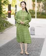 NHEGE53490 GIANNI LO GIUDICE(小さいサイズ)(メゾン ドゥ サンク) [セットアップ対応]シャドーチェックワンピース ベージュ