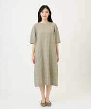 NHEGE53490 GIANNI LO GIUDICE(小さいサイズ)(メゾン ドゥ サンク) [セットアップ対応]シャドーチェックワンピース ベージュ