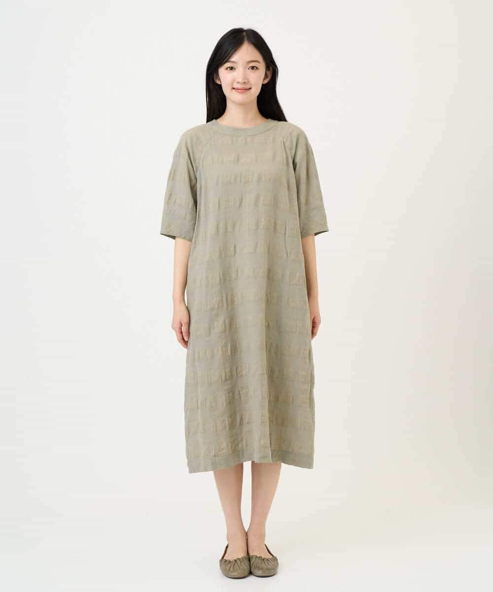 NHEGE53490 GIANNI LO GIUDICE(小さいサイズ)(メゾン ドゥ サンク) [セットアップ対応]シャドーチェックワンピース ベージュ