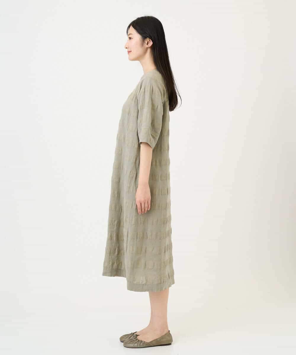 NHEGE53490 GIANNI LO GIUDICE(小さいサイズ)(メゾン ドゥ サンク) [セットアップ対応]シャドーチェックワンピース ベージュ