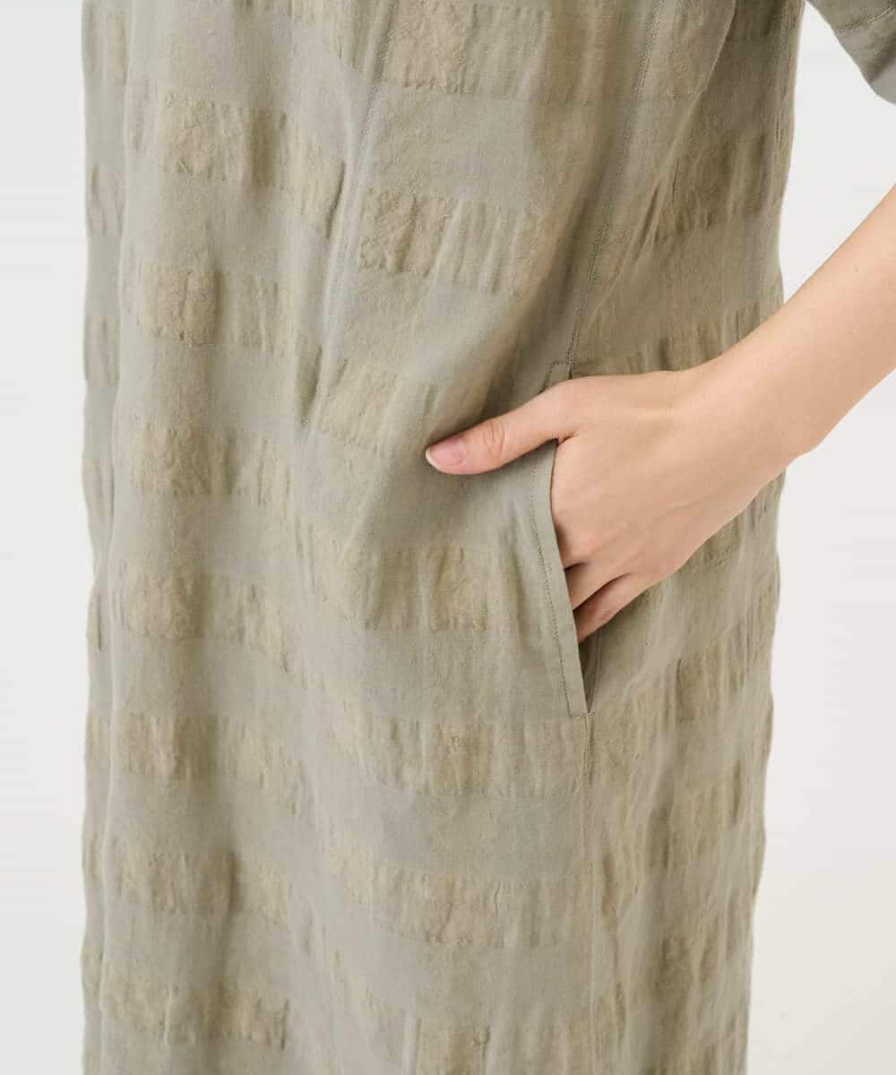 NHEGE53490 GIANNI LO GIUDICE(小さいサイズ)(メゾン ドゥ サンク) [セットアップ対応]シャドーチェックワンピース ベージュ