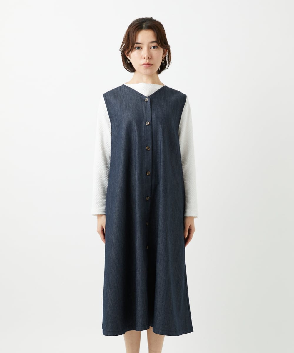 NHEGF85360 GIANNI LO GIUDICE(小さいサイズ)(メゾン ドゥ サンク) [セットアップ対応]デニムライクジャンパースカート ネイビー