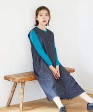 NHEGF85360 GIANNI LO GIUDICE(小さいサイズ)(メゾン ドゥ サンク) [セットアップ対応]デニムライクジャンパースカート ネイビー