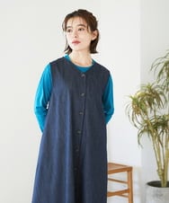 NHEGF85360 GIANNI LO GIUDICE(小さいサイズ)(メゾン ドゥ サンク) [セットアップ対応]デニムライクジャンパースカート ネイビー