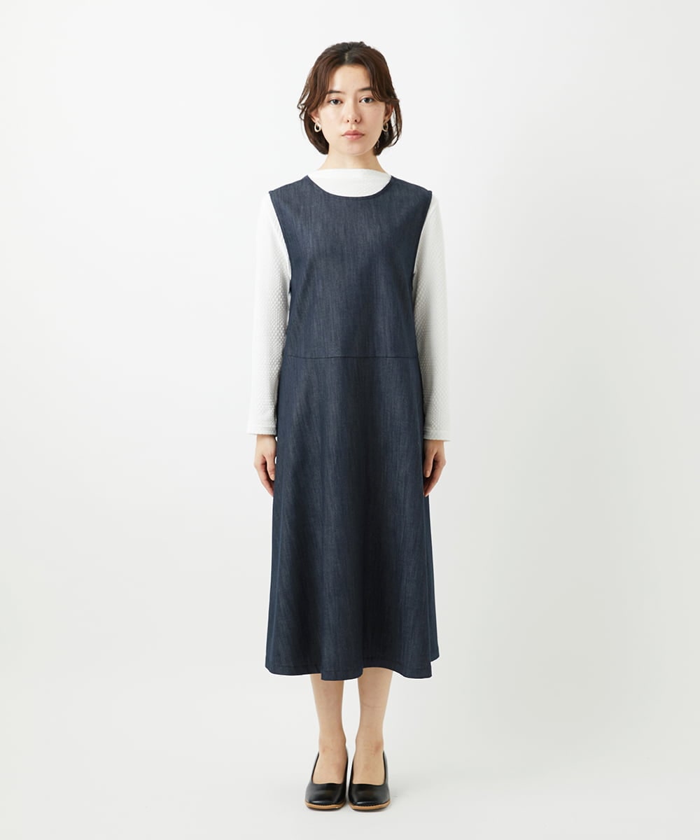 NHEGF85360 GIANNI LO GIUDICE(小さいサイズ)(メゾン ドゥ サンク) [セットアップ対応]デニムライクジャンパースカート ネイビー