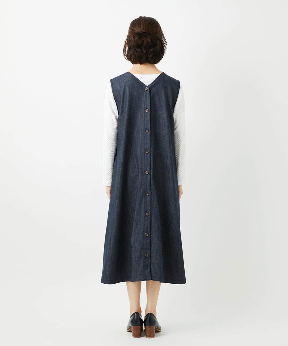 NHEGF85360 GIANNI LO GIUDICE(小さいサイズ)(メゾン ドゥ サンク) [セットアップ対応]デニムライクジャンパースカート ネイビー